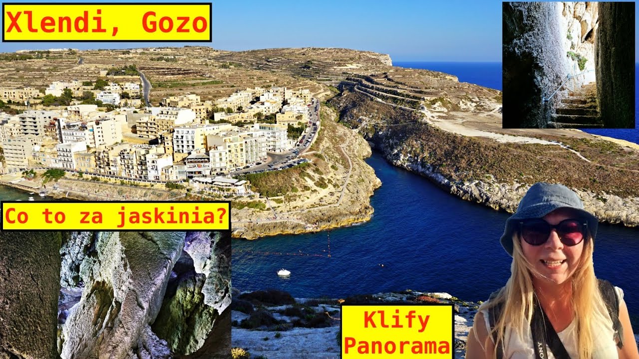 Gozo  - Xlendi (panorama z klifu oraz Caroline's Cave, czyli tajemnicza jaskinia)