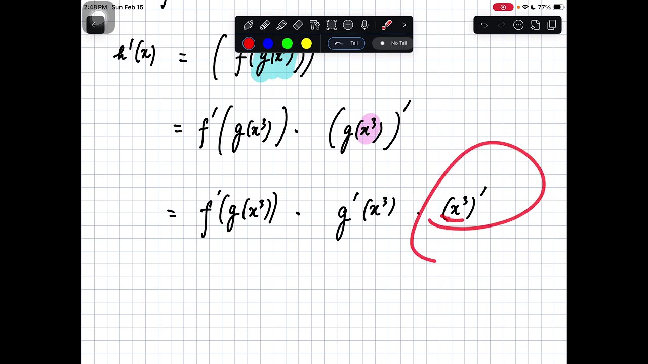E2.1.2. Правило цепочки вычислить h'(2), где h(x) = f(g(x^3))
