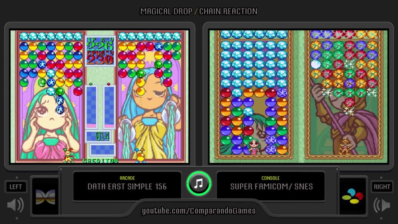Magical Drop (Arcade vs Snes) Side by Side Comparison | VCDECIDE
