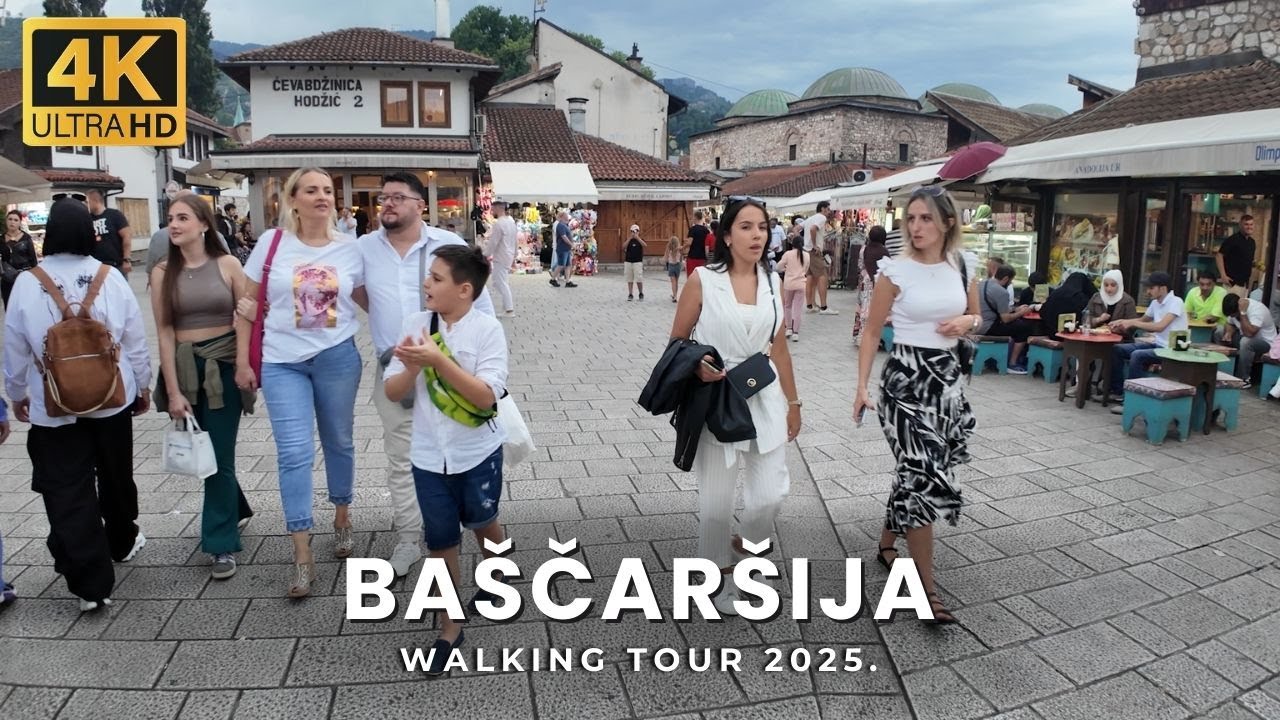 【4K】Baščaršija puna turista  i Sarajlija  - šetnja kroz stari grad August 2025