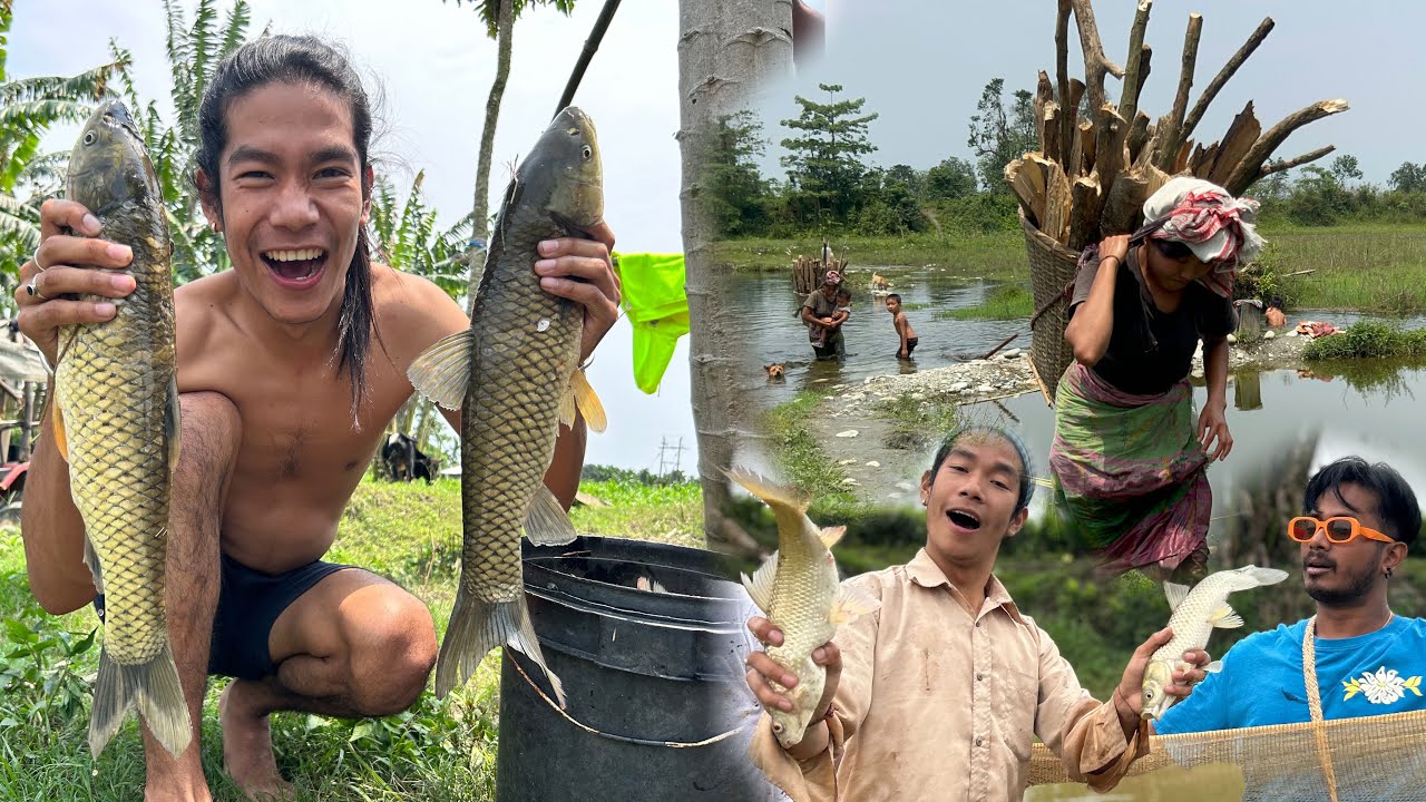 Finally rain stopped || Hardwork💪 in Village ||Available fish after the rain😍|| Natural beauty