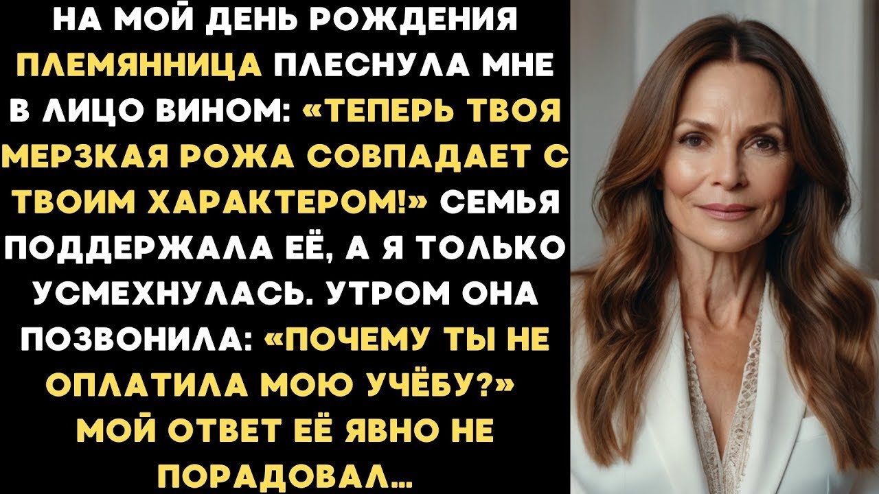 В мой день рождения племянница облила меня вином и унизила. Но утром мой ответ поставил ее на место