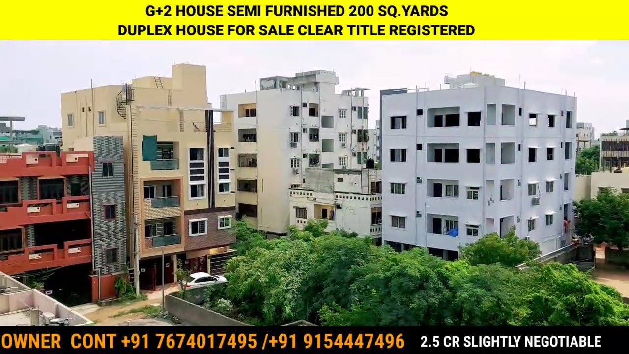 HOUSE FOR SALE IN HYDERABAD G+2 DUPLEX HOUSE FOR SALE SUNCITY SEMI FURNISHED 200 SQ.YARDS  HOUSE