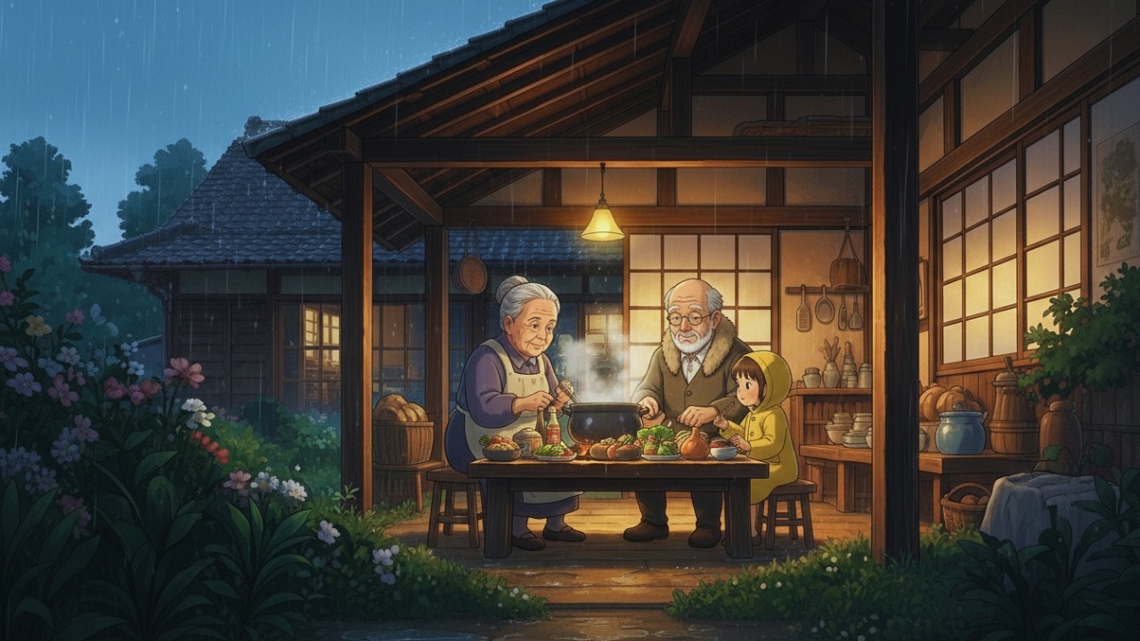 Una Settimana di Pioggia coi Nonni: Momenti di Pace e Sapori di Casa | Stile Ghibli