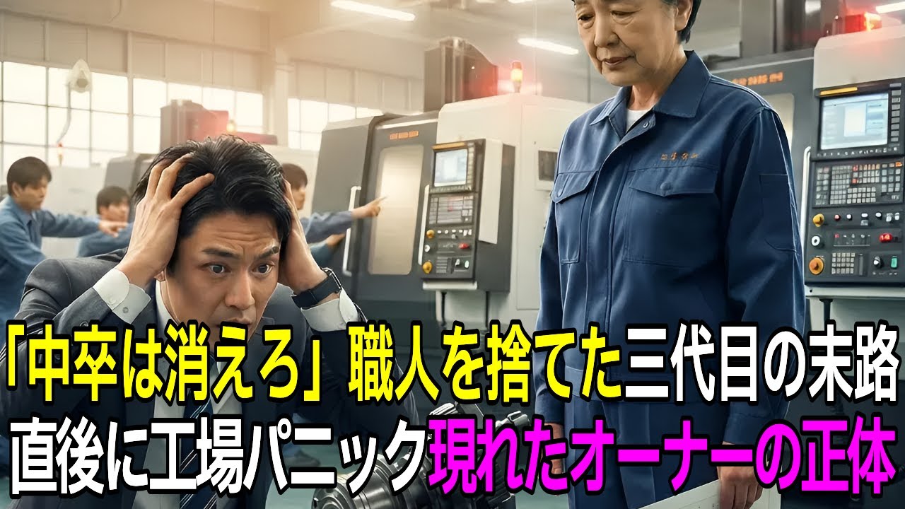 老舗工場の職人を「中卒」と侮辱した三代目社長、直後に工場で“異変”が発生し現れたオーナーの言葉に絶句【感動する話】【朗読】