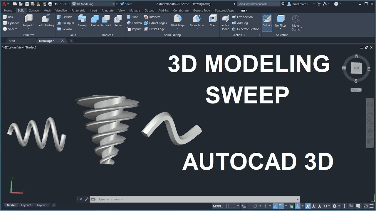 للمبتدئين شرح امر  |AUTOCAD 3D MODELING SWEEP
