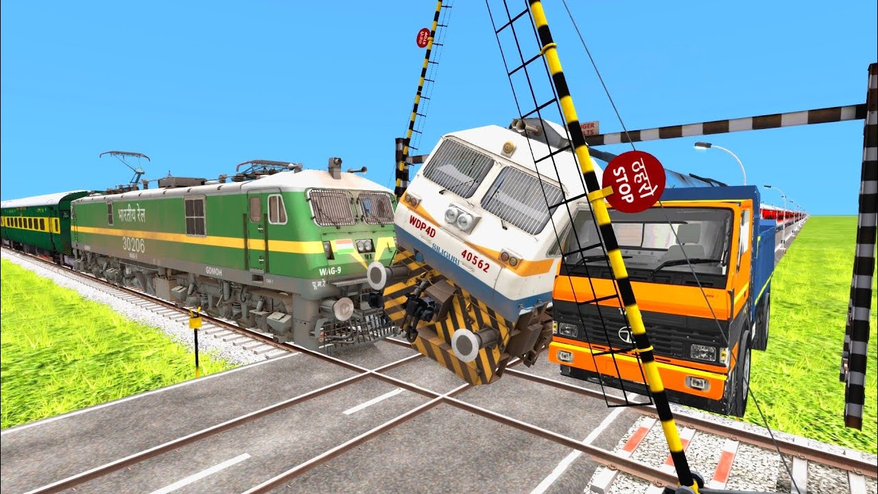130Km. HIGH SPEED WAG-9 HITS WDP4D & TRUCK AT DIAMOND CROSSING | Indian Railways Simulator