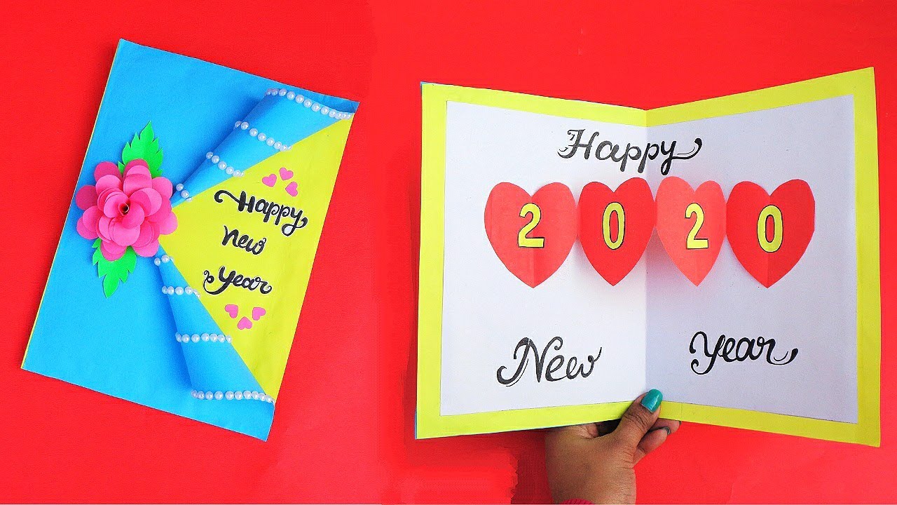 How to make Beautiful New Year Card | Handmade Easy Greetings Card for Happy New Year 2020