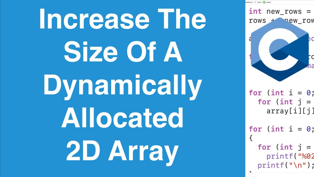 Increase The Size Of A Dynamically Allocated 2D Array | C Programming Tutorial