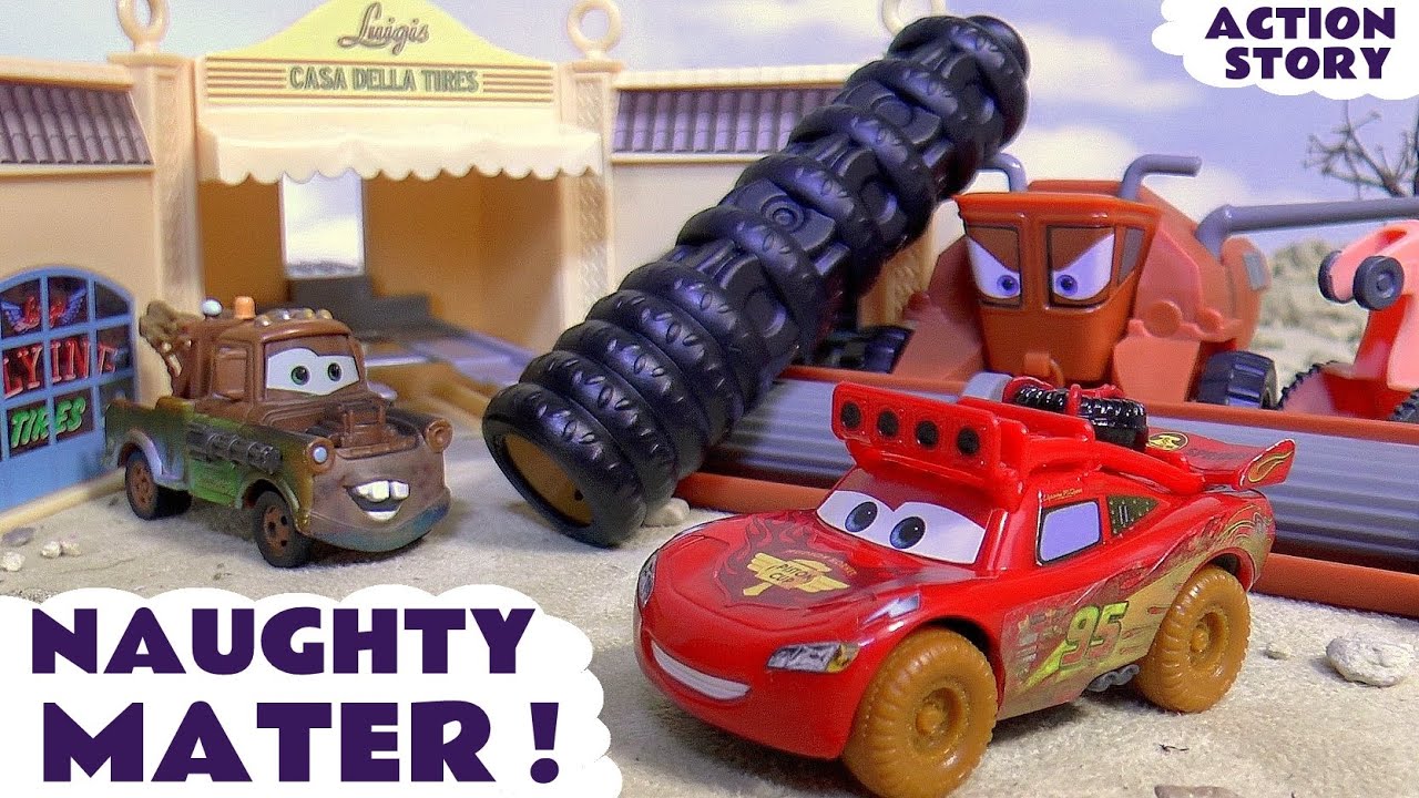 Cars Toys Lightning McQueen Searches for Mater And Frank Fun Story