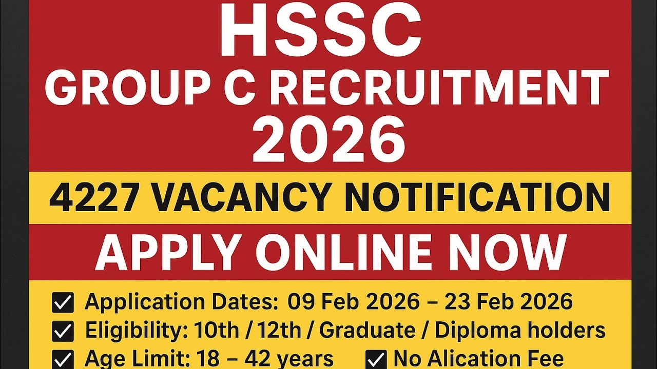 HSSC Group C Recruitment 2026 | 4227 Vacancy Notification | Apply Online Now