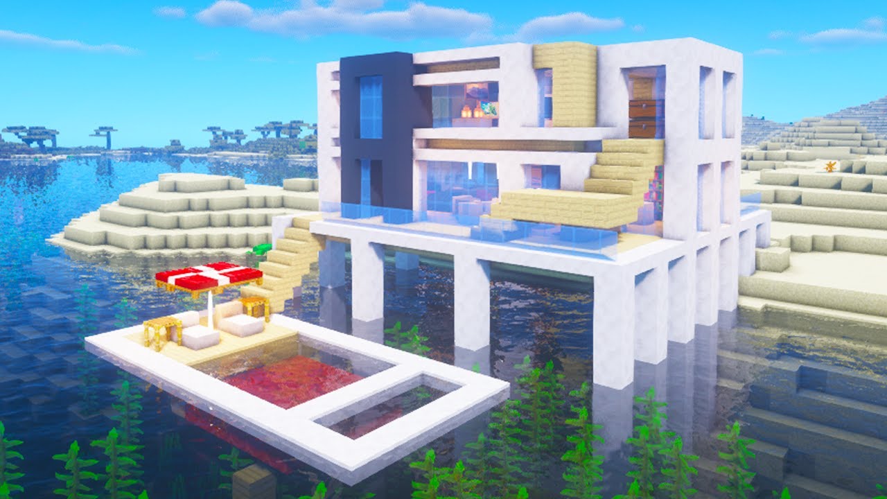 Minecraft Tutorial: How To Make A Modern Beach House 