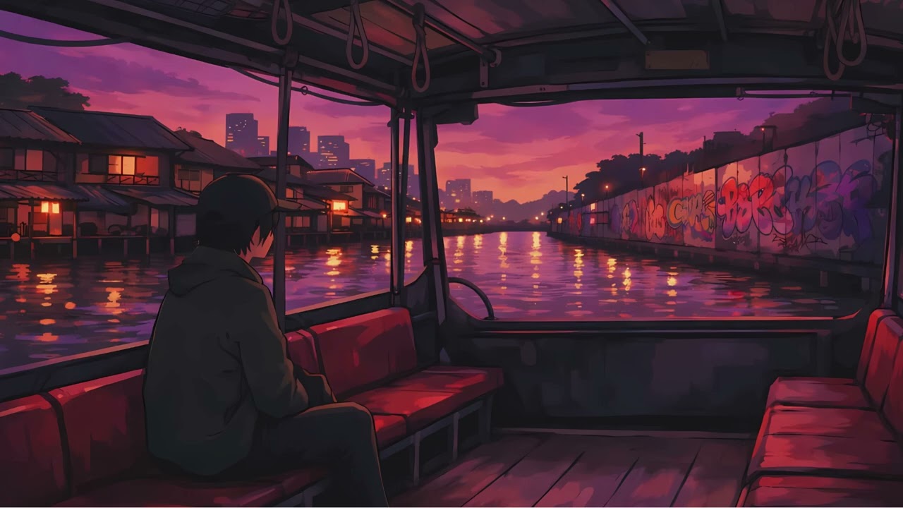 Bangkok Canal Boat Ride at Night 🌃  Relaxing Lofi Jazz Saxophone & Piano for Stress Relief