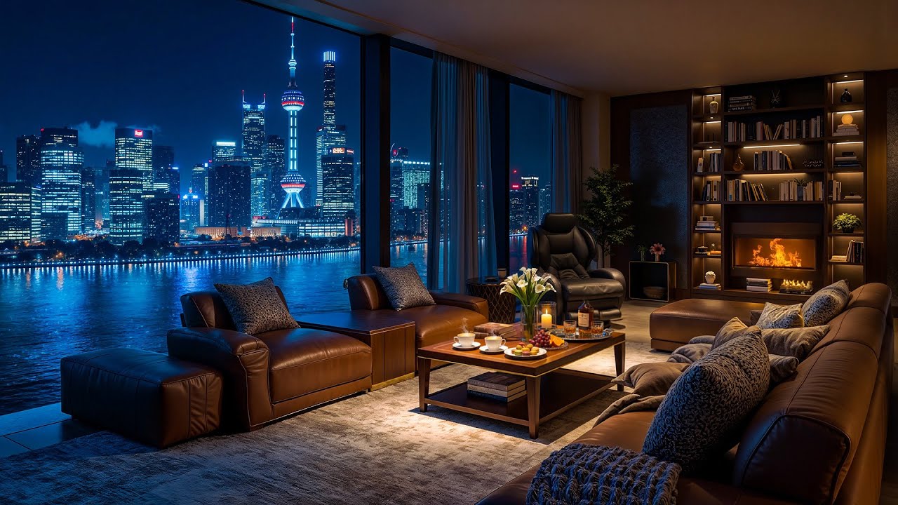 Luxury Riverside Apartment & Soft Jazz Piano | Relaxing Jazz Background Music for Work, Study