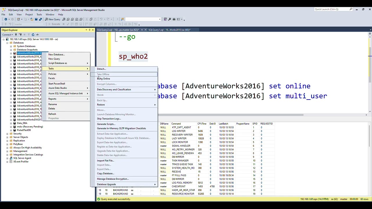30 Some databases can get stuck in SINGLE_USER Mode