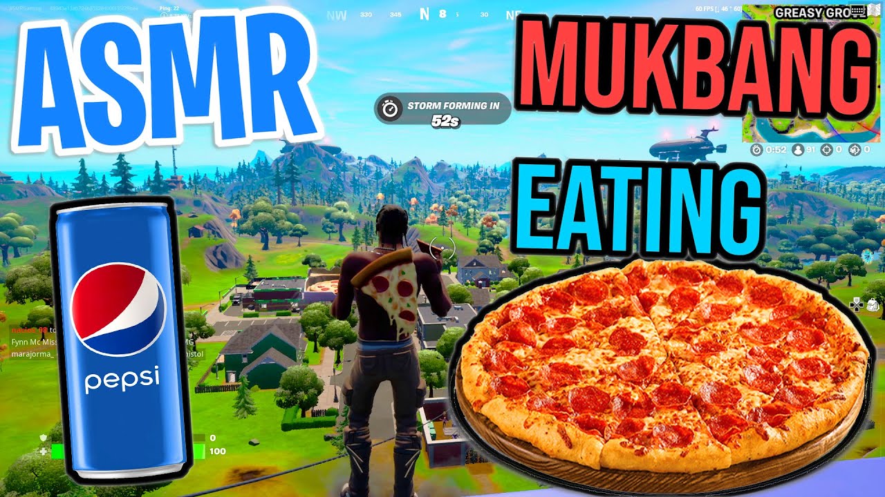 ASMR Gaming Mukbang 🤤🍕 Fortnite Pizza Relaxing Eating and Spectating 🎮🎧 Mouth Sounds Whispering 💤