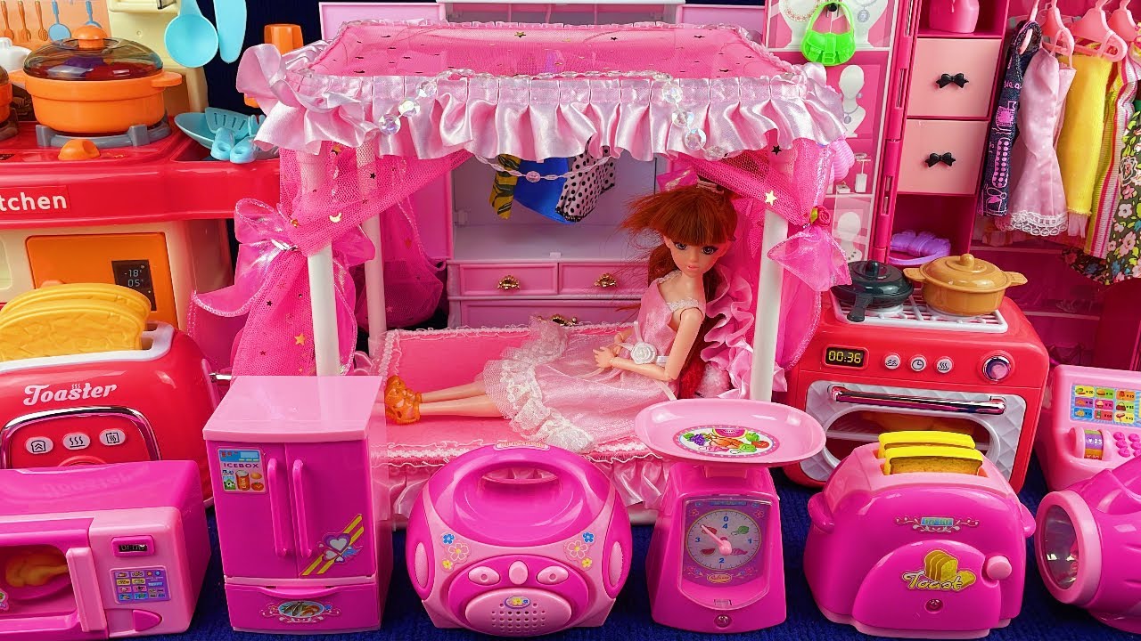 11 Minutes Satisfying with Unboxing Pink Barbie Bedroom Collection | ASMR | Toys Review 