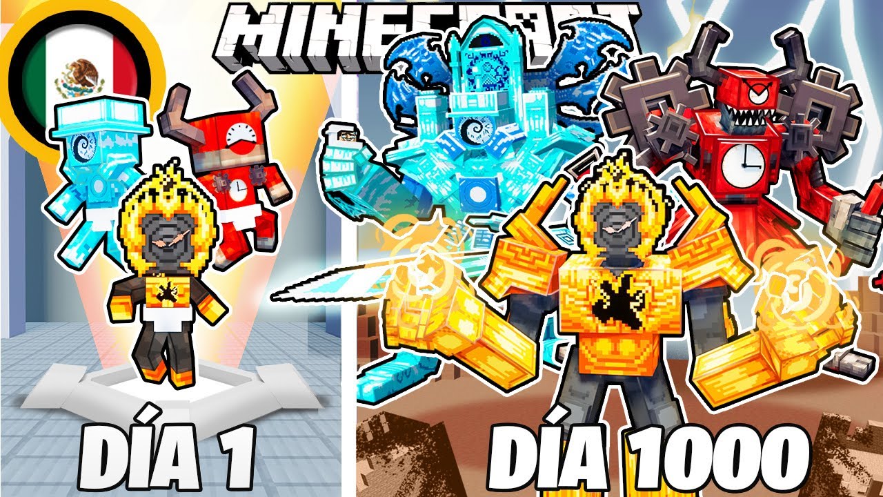 ¡Sobreviví 1000 DÍAS como un MR CLOCKMEN en Minecraft HARDCORE!