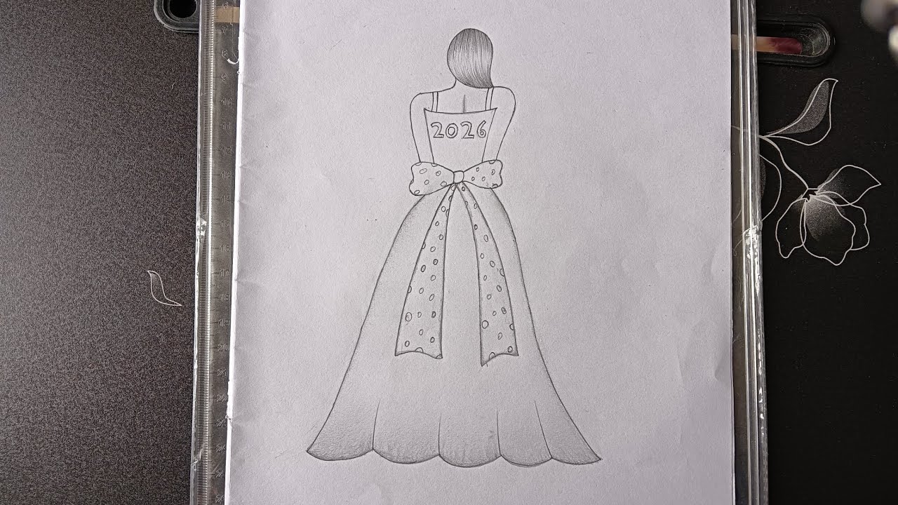 Happy New year drawing of girl for begginers #easydrawing #girldrawing #trending #trending 