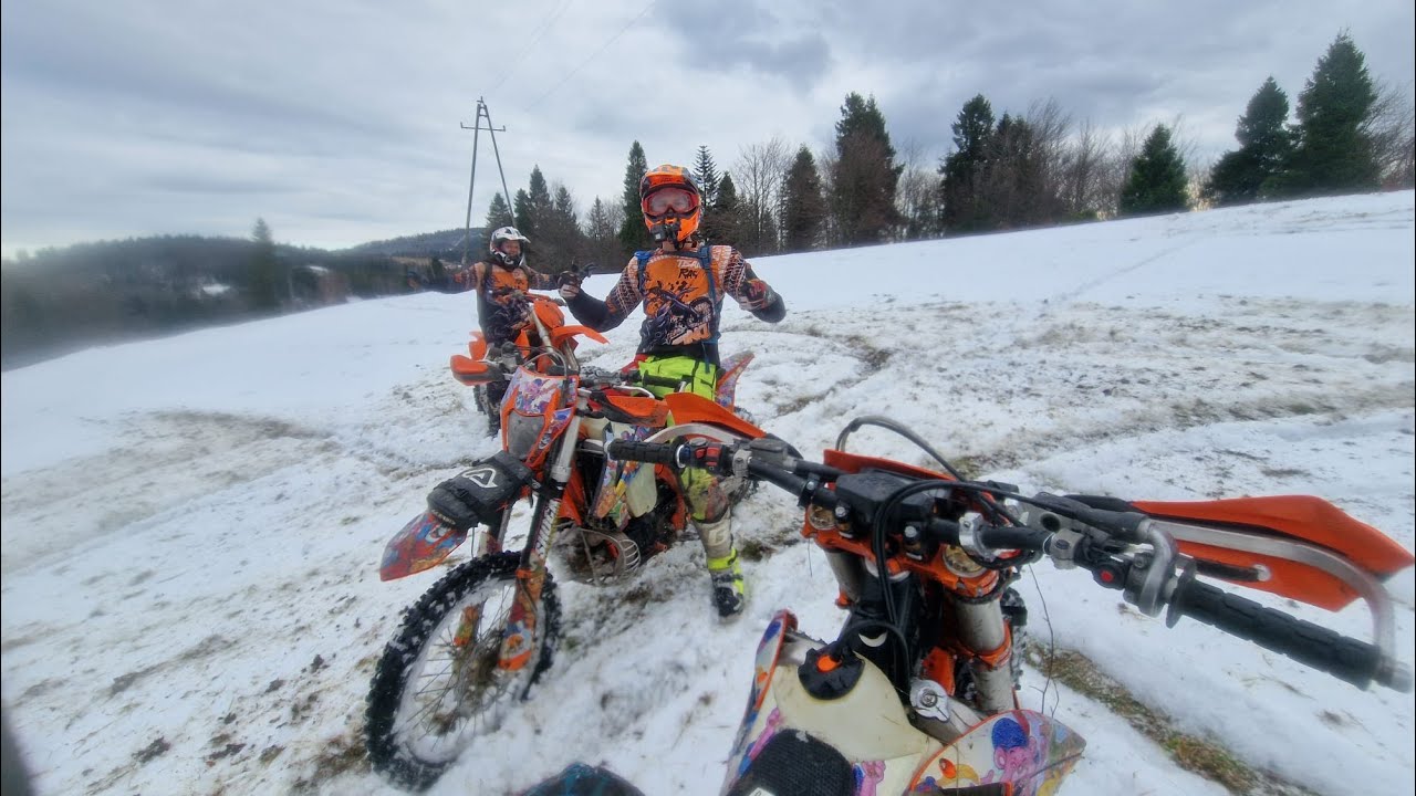 Endurowcy zaskoczyli zimę, ostre opony, snow enduro bez sniegu