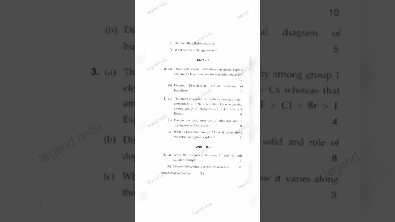 MDU B.Tech 2nd semester question paper July 2021 || Chemistry || common for all branches