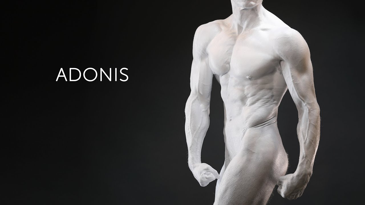 Artist turns himself into nude marble statue, but his white contact lenses made him blind
