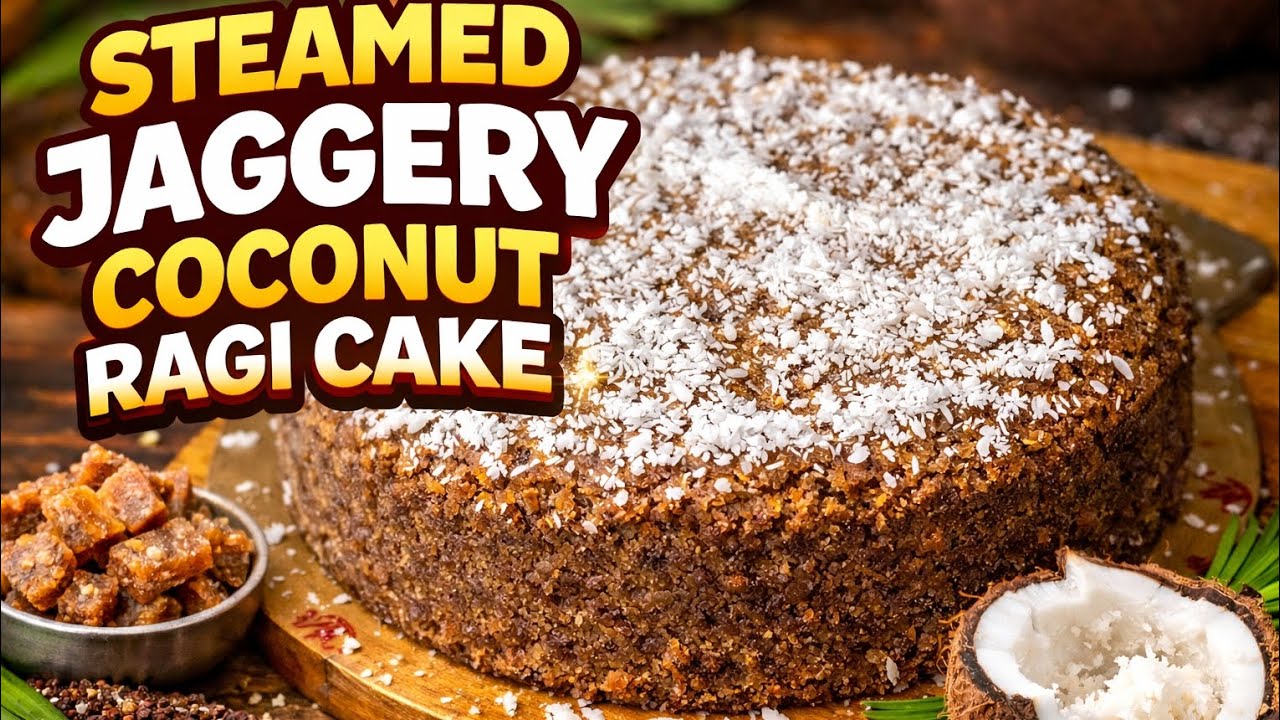 Steamed Ragi Jaggery Cake | No Oven Healthy Cake Recipe | Sugar Free & Soft