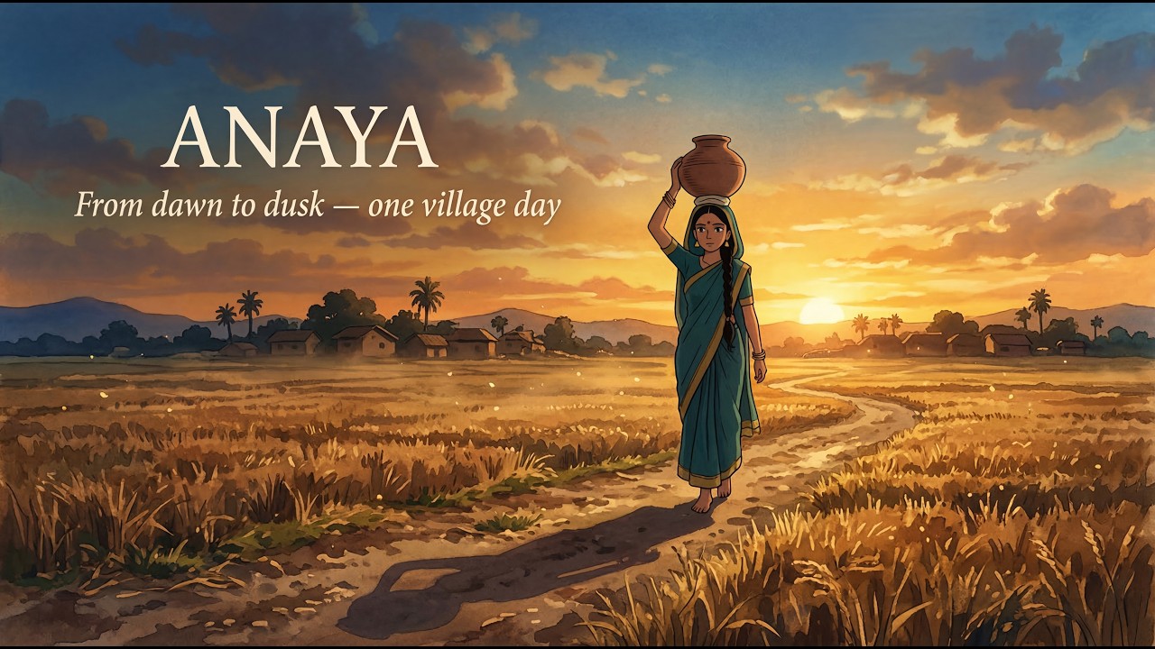 1970s From Morning Light to Evening Fire | Indian Village Life ASMR | Ghibli Style