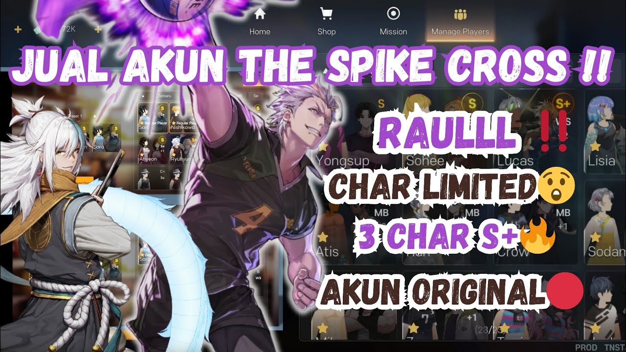 JUAL AKUN THE SPIKE CROSS!! MURAH, AKUN ORIGINAL‼️ADA 3 S+ KARAKTER