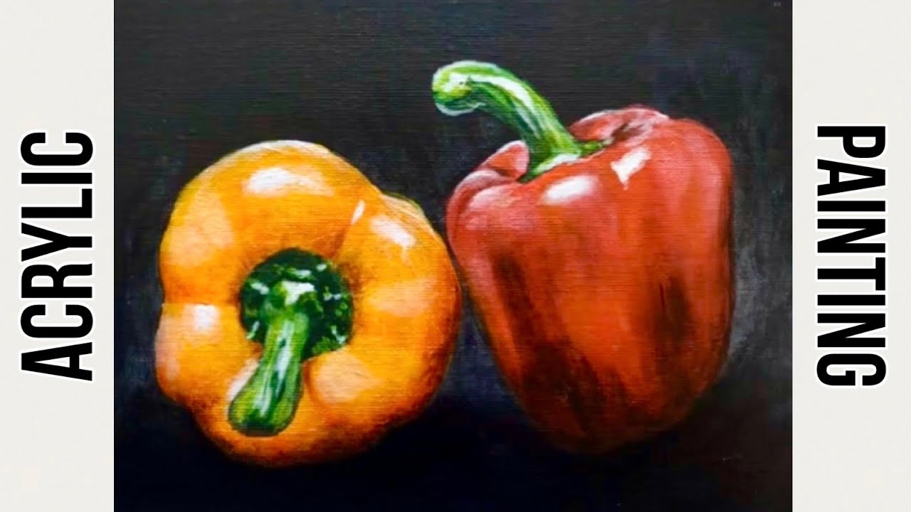 Paint these bell peppers using acrylic paint and FREE TRACEABLE #painting