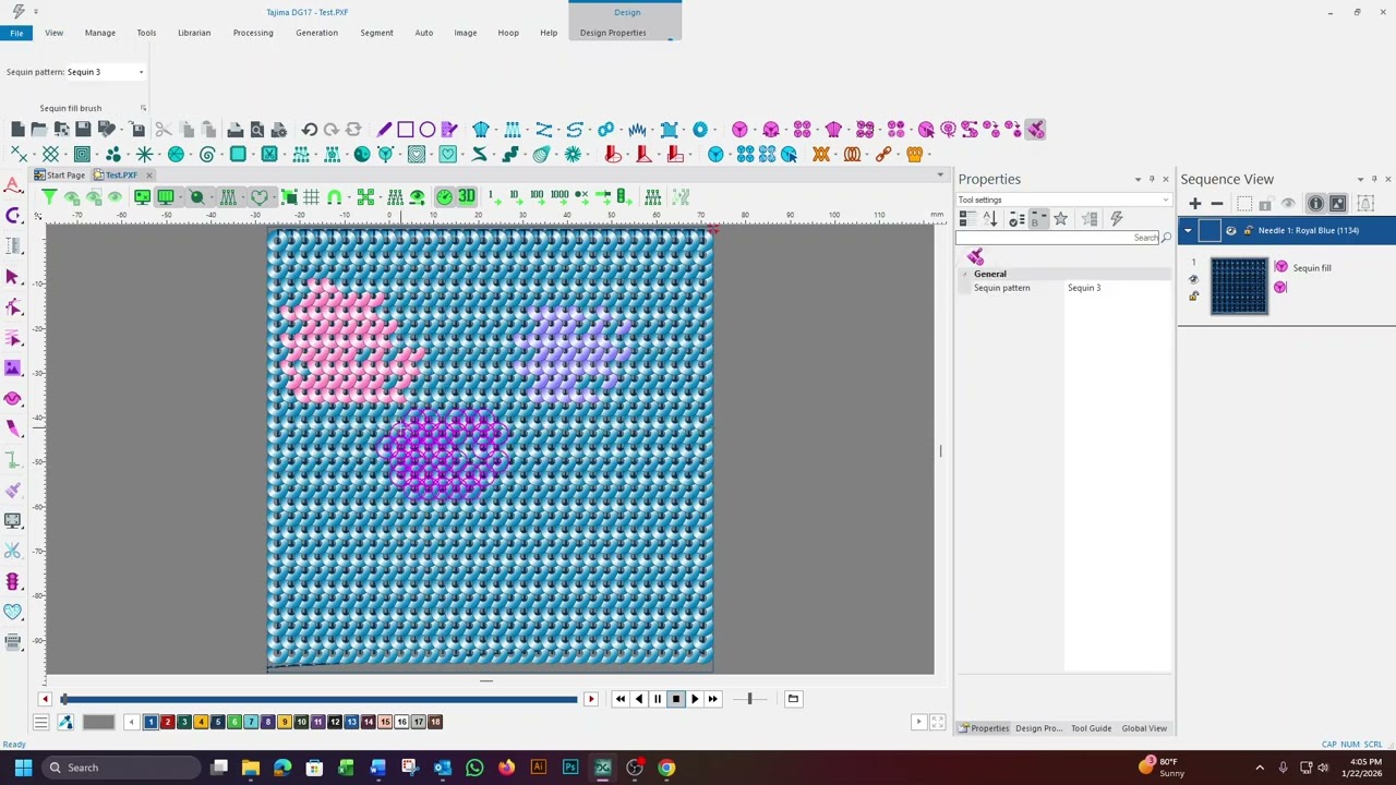 Sequin Fill Brush |Tajima Software | Tajima pulse | DG pulse | DG 16