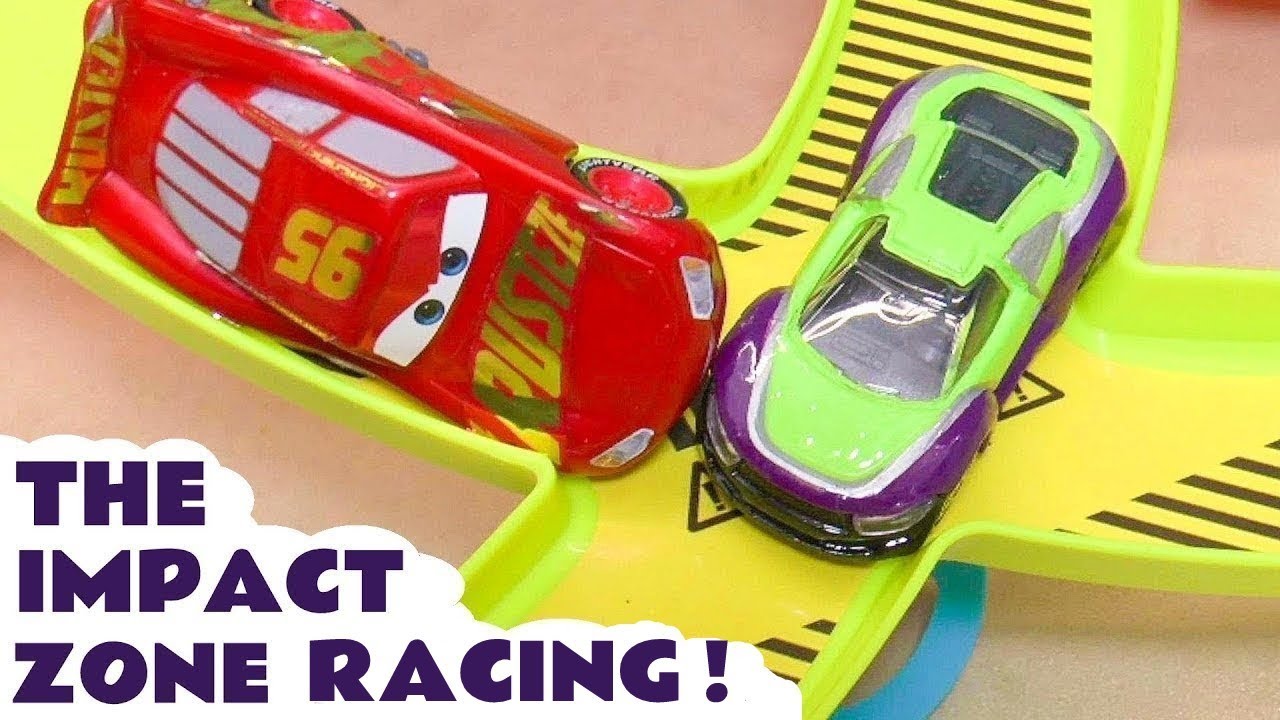 Toy Car Racing On The Impact Zone Track With McQueen Cars Stories