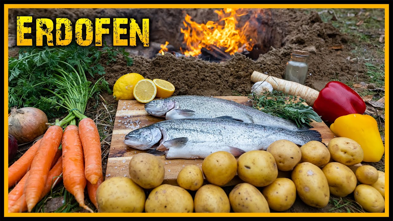 Lachsforelle im Erdofen - Kochen wie die Vorfahren - Bushcraft Outdoor Survival