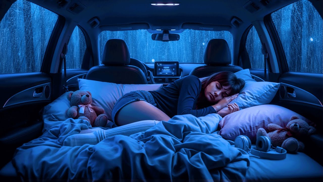 Som de Chuva com Trovoadas para Dormir 😴Tempestade forte no carro em meio à floresta