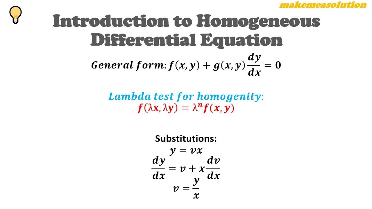 homogeneous method شرح المعادلات التفاضلية من الدرجة الأولى