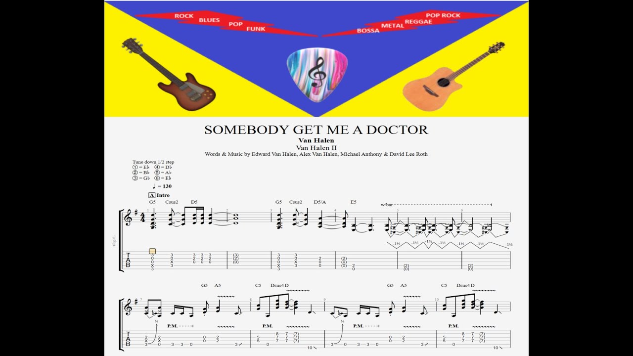 VAN HALLEN SOMEBODY GET ME A DOCTOR RYTHM GUITAR + SOLO