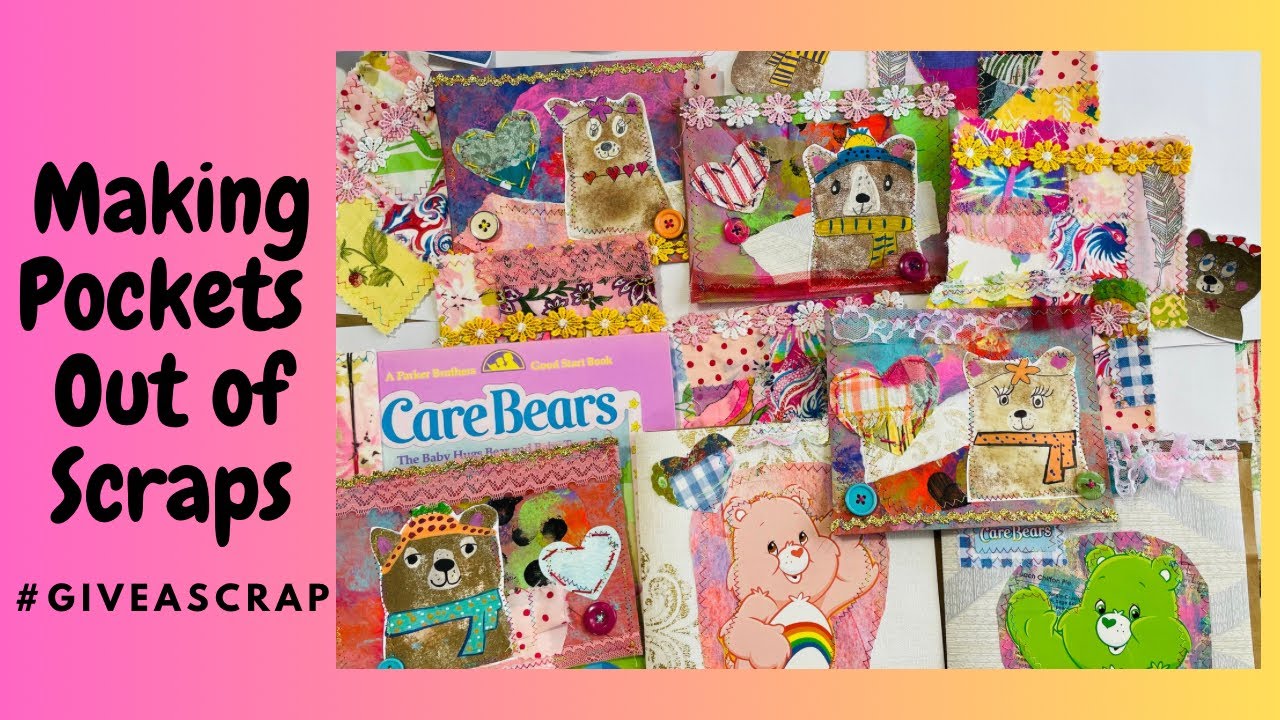 Making Pockets for Care Bear Junk Journals..#giveascrap