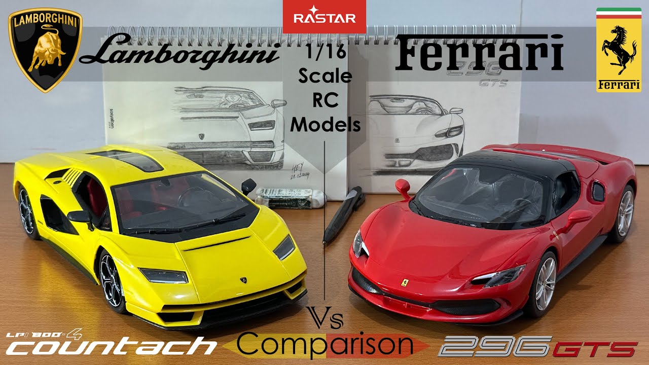 Rastar Lamborghini Countach Vs Rastar Ferrari 296 GTS 1/16 Scale RC Models