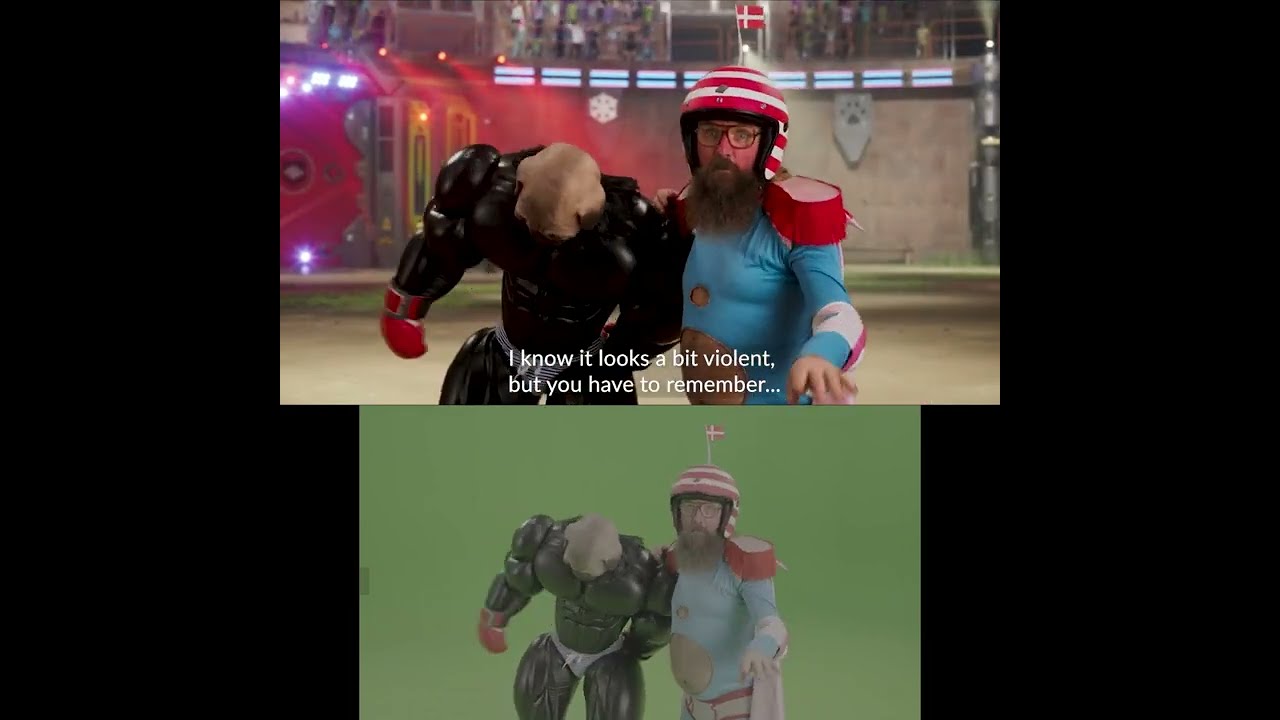 UE5 final render vs. Greenscreen - Onkel Reje og galaksens helte. Arena fight.