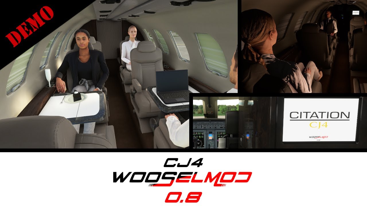 CJ4 WooselMod v0.8 - NEW: windows blinds, cabin lights & laptop