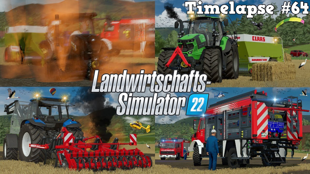 FEUER - NEW HOLLAND T6 BRENNT LICHTERLOH mit ‪@TheCamPeRYT! 🔥😱🚜💨 | [LS22] - Timelapse #64