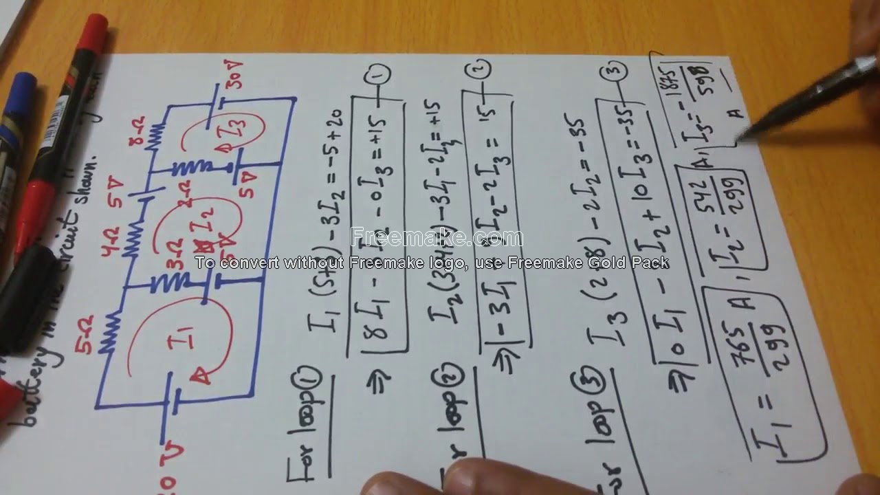 Maxwell's Loop current method: Examples  أمثلة على الحالة العامة لنظرية ماكسويل