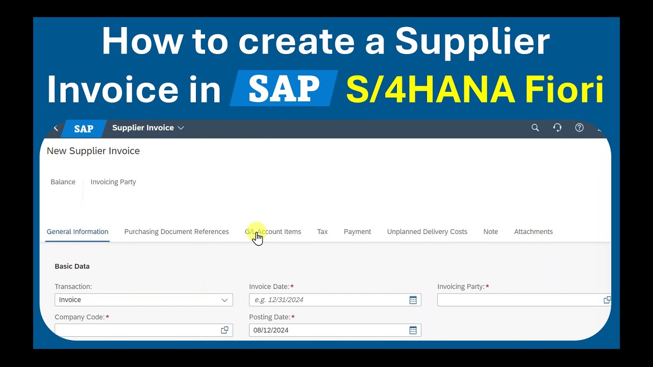 Как создать счет-фактуру поставщика в SAP S4/HANA Fiori (F0859)
