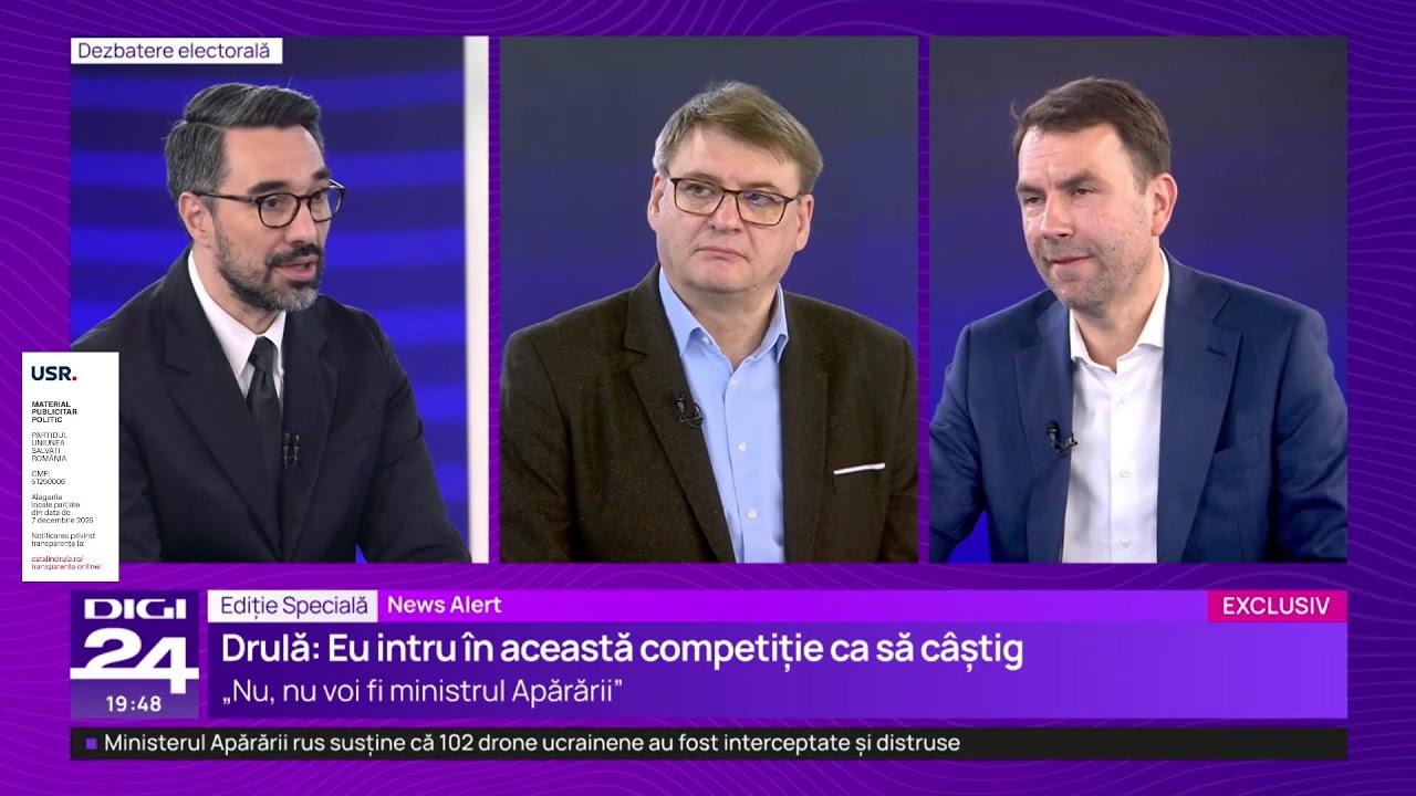 Candidatul USR la Primăria Capitalei, Cătălin Drulă, în direct la Digi24