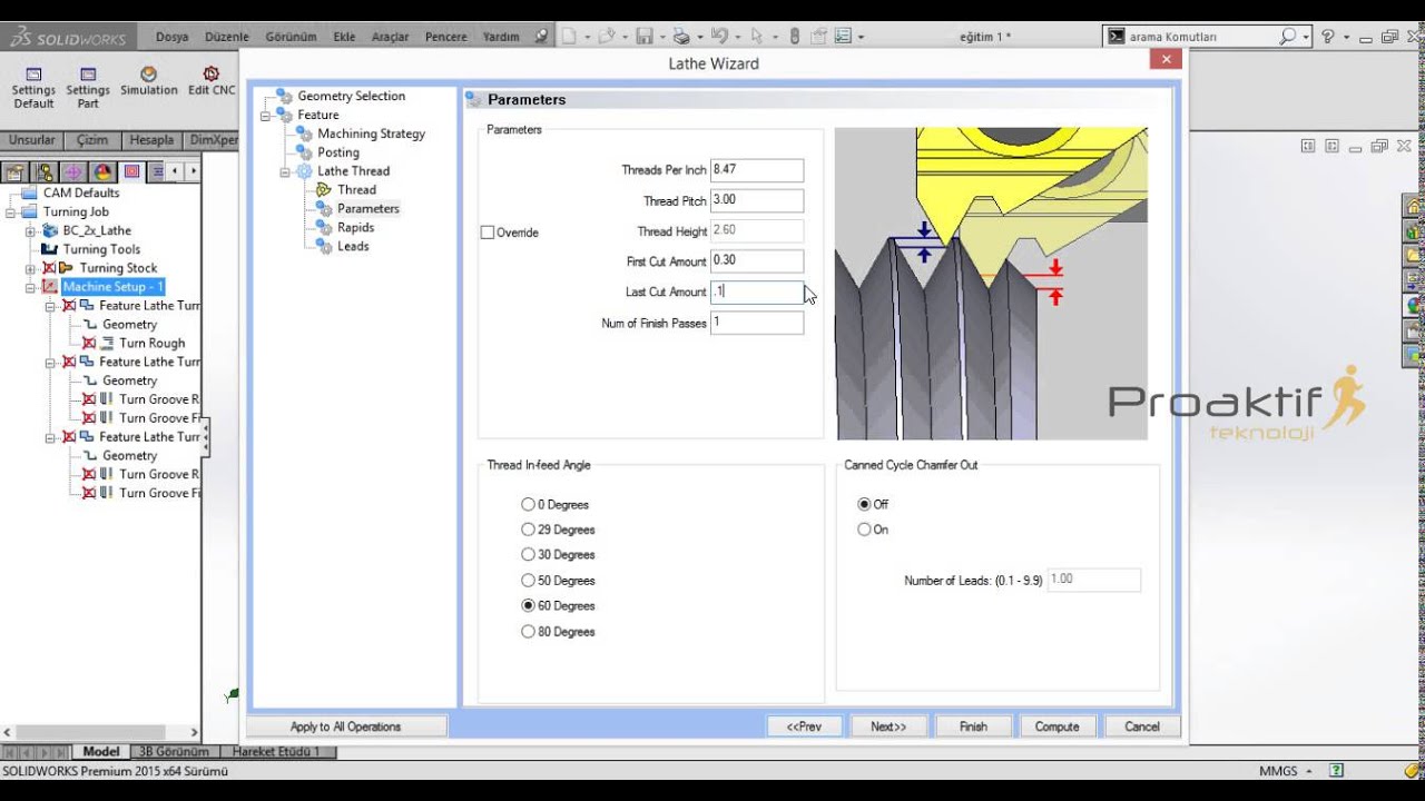 6-BobCAM for SolidWorks Torna Diş Açma