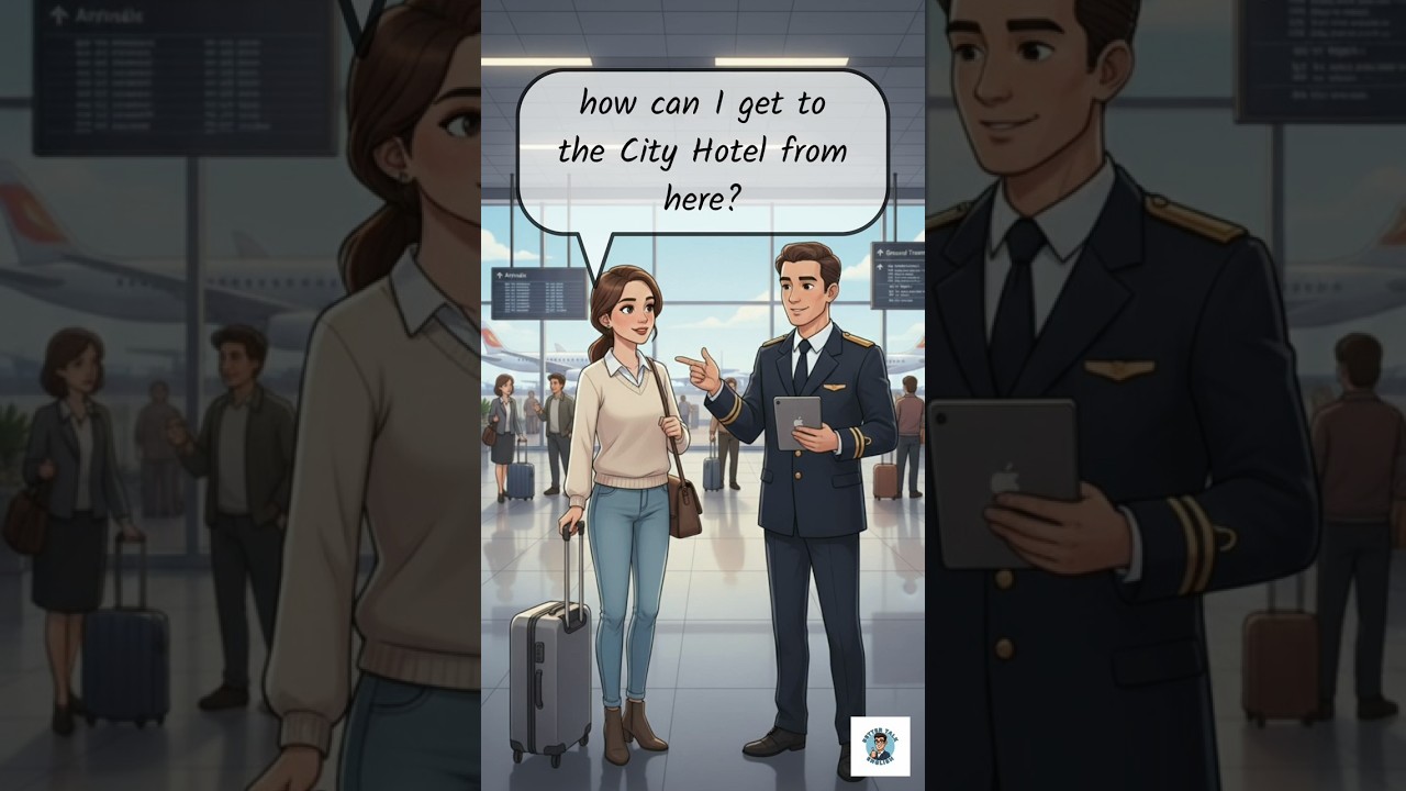 ✈️ Airport English – Asking How to Get to the Hotel | Easy Travel Conversation