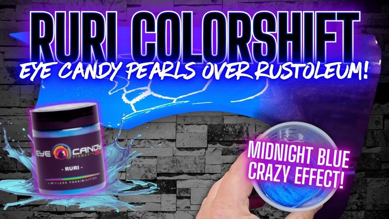 Аэрозольная краска RUSTOLEUM SATIN BLACK и BRILLIANT BLUE с перламутровым оттенком RURI EYE CANDY...