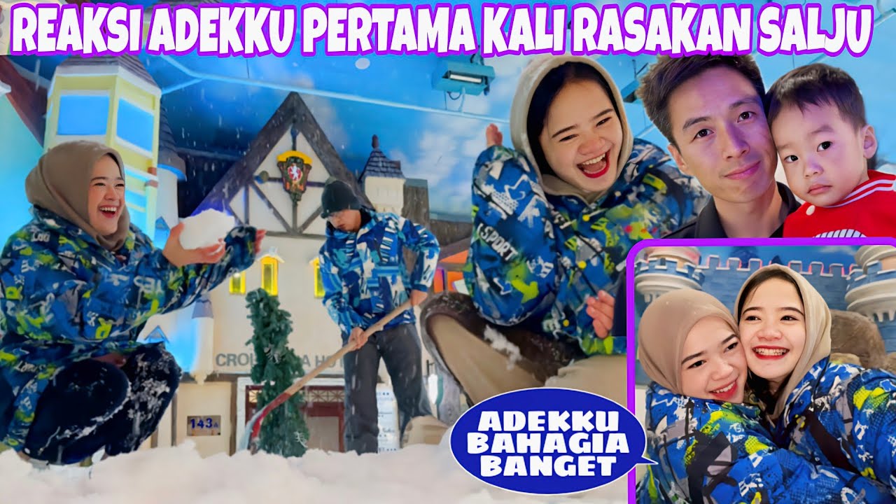 REAKSI ADEKKU PERTAMA KALI  LIHAT DAN PEGANG SALJU, MIMPI JADI KENYATAAN BAHAGIANYA BIKIN TERHARU