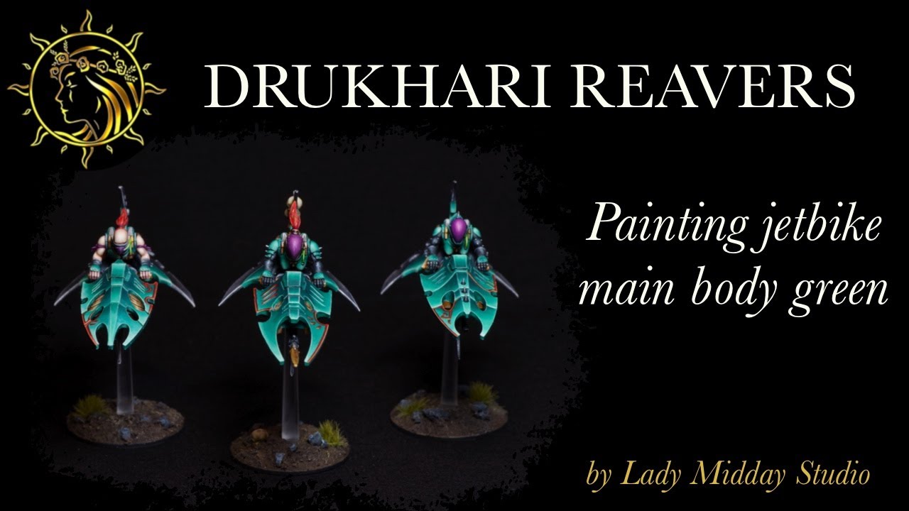 How to paint Drukhari Reavers Jetbike green main body.