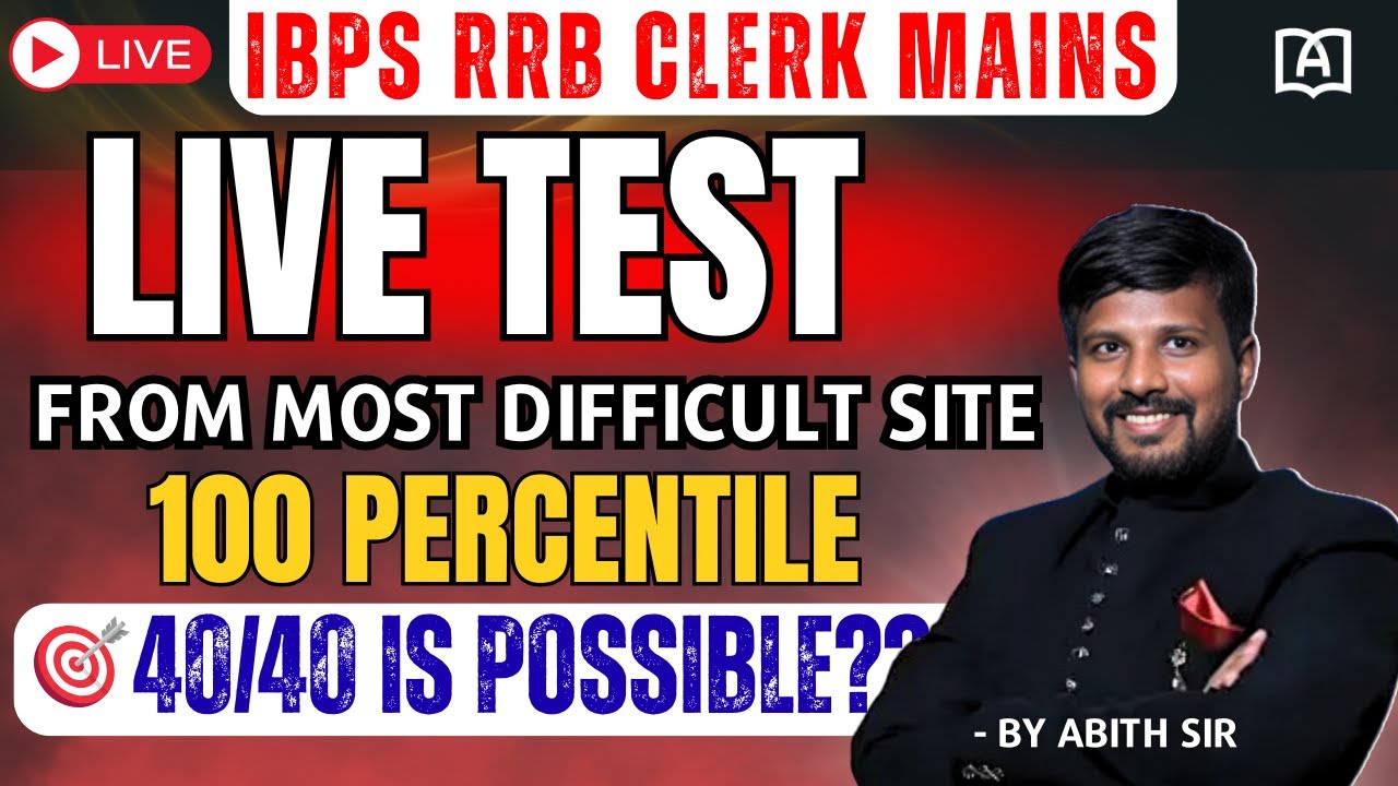 100 PERCENTILE IN OB | MOST DIFFICULT RRB TEST | MR.ABITH #livetest